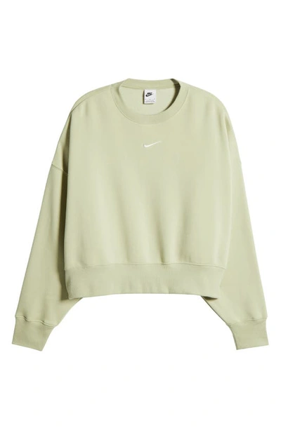 Shop Nike Phoenix Fleece Crewneck Sweatshirt In Olive Aura/ Sail