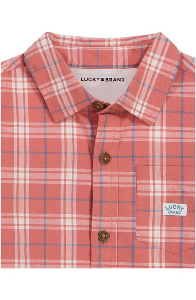 Shop Lucky Brand Kids' Short Sleeve Button-up Shirt, Graphic T-shirt & Shorts Set In Assorted