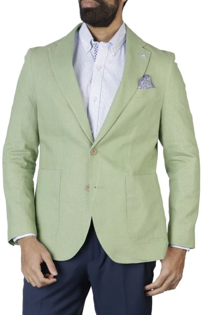 Shop Tailorbyrd Solid Notch Lapel Linen Blend Sport Coat In Moss Green
