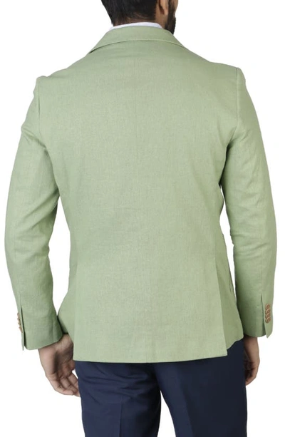 Tailorbyrd Solid Notch Lapel Linen Blend Sport Coat In Moss Green