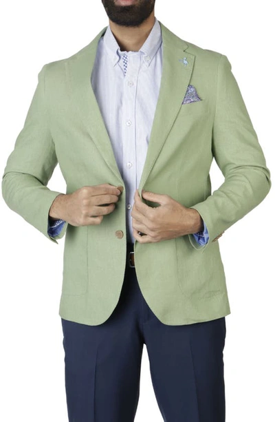 Tailorbyrd Solid Notch Lapel Linen Blend Sport Coat In Moss Green