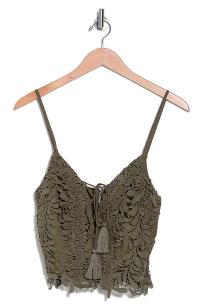 Shop Vici Collection Peach Suki Lace Crop Top In Olive
