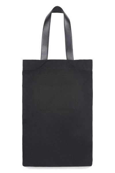 Jil Sander Black Tote Bag With Logo Print In Canvas Woman In Black