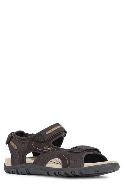 Shop Geox Strada Sport Sandal In Brown/ Sand
