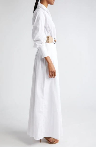 Shop Eleventy Long Sleeve Stretch Cotton Shirtdress In White