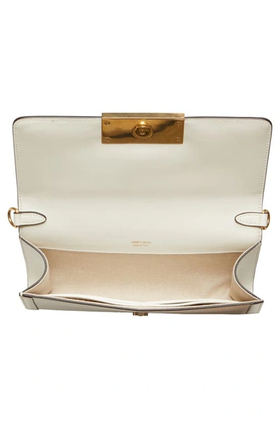 Shop Jimmy Choo Mini Diamond Leather Shoulder Bag In Latte/ Gold