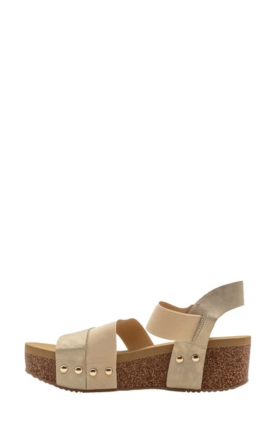 Volatile Picnic Water Resistant Platform Sandal In Gold