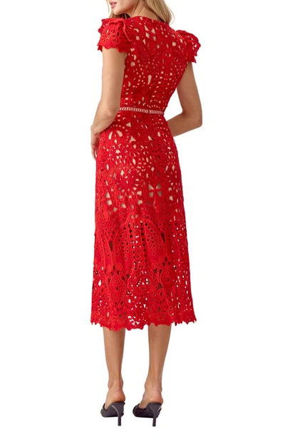 Shop Adelyn Rae Lace Midi Dress In Red Poppy Tl