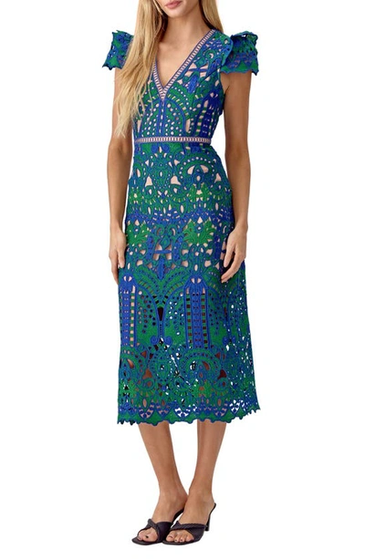 Shop Adelyn Rae Lace Midi Dress In Blue Emerald Nl