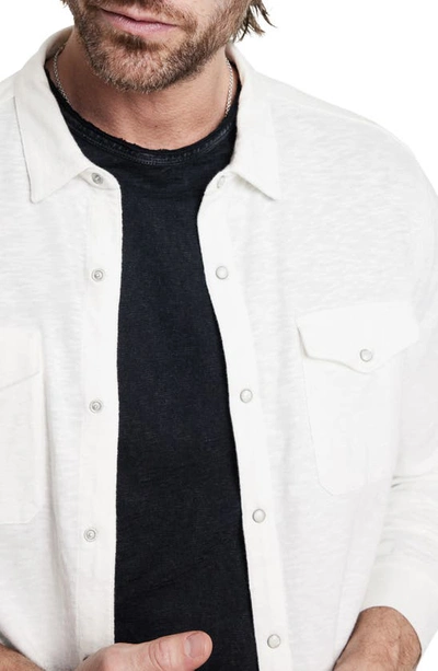 Shop John Varvatos Arvon Cotton Slub Knit Snap Front Western Shirt In White
