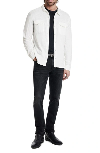 Shop John Varvatos Arvon Cotton Slub Knit Snap Front Western Shirt In White