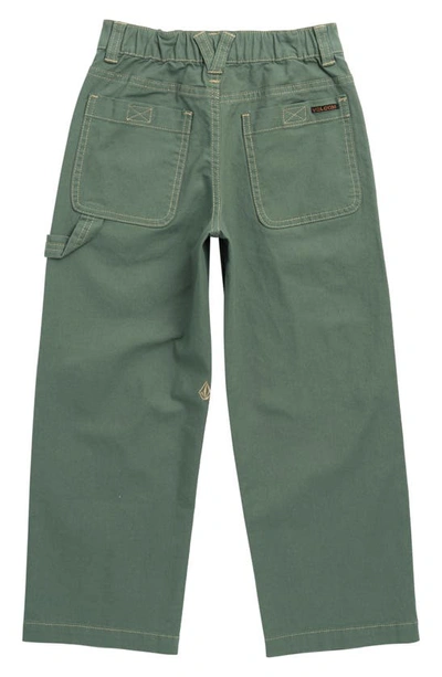 Shop Volcom Kids' Krafter Kombat Stretch Cotton Pants In Fir Green