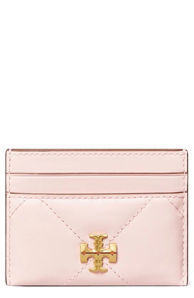 Shop Tory Burch Kira Diamond Quilted Leather Card Case In Rose Salt