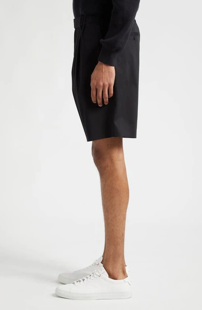 Shop Agnona Pleated Stretch Bermuda Shorts In Black