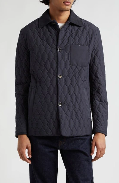 Shop Agnona Quilted Equestrian Jacket In Navy