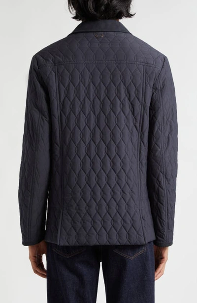 Shop Agnona Quilted Equestrian Jacket In Navy