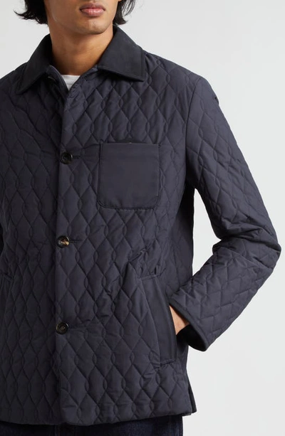 Shop Agnona Quilted Equestrian Jacket In Navy