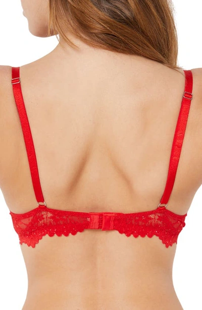 Shop Etam Instant No. 2 Underwire Plunge Push-up Bra In Red