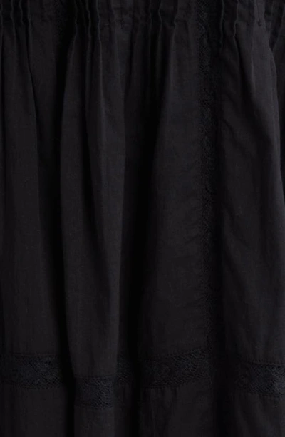 Shop Loveshackfancy Docila Lace & Pintuck Detail Cotton Minidress In Black