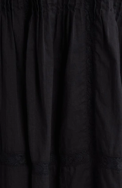 Loveshackfancy Docila Lace & Pintuck Detail Cotton Minidress In Black