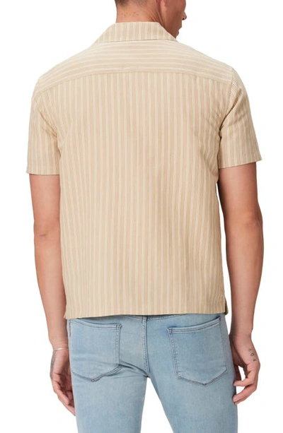 Shop Paige Albro Stripe Linen Blend Button-up Camp Shirt In Warm Cream