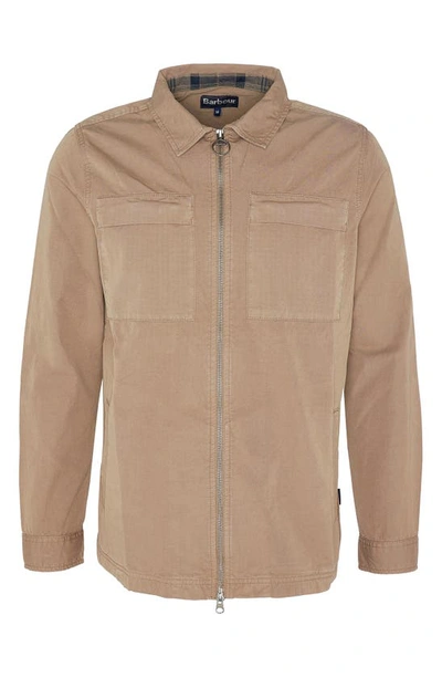 Shop Barbour Glendale Zip-up Overshirt In Military Brown