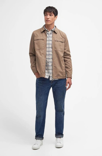 Shop Barbour Glendale Zip-up Overshirt In Military Brown