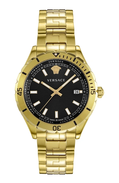 Shop Versace Men's Hellenyium 42mm Quartz Watch In Gold