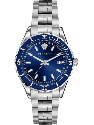 Shop Versace Men's Hellenyium 42mm Quartz Watch In Silver