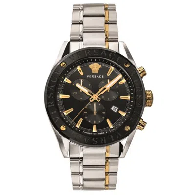 Shop Versace Men's V-chrono 44mm Quartz Watch In Silver