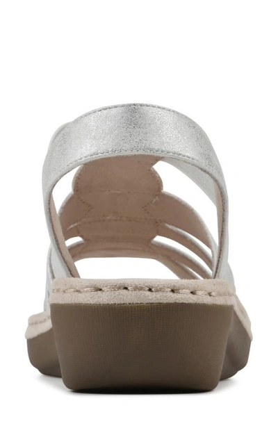 Cliffs By White Mountain Camryn Strappy Wedge Sandal In Silver/ Met/ Sueded Smooth