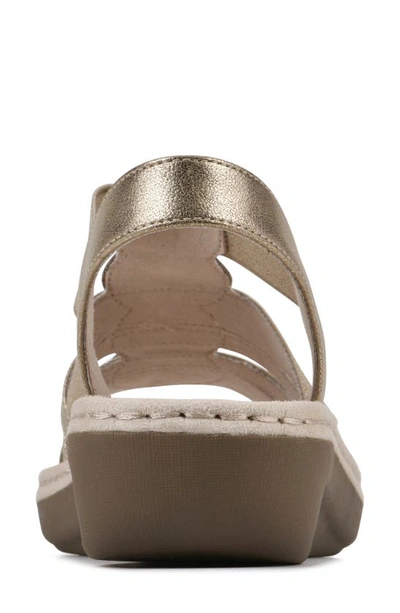 Cliffs By White Mountain Camryn Strappy Wedge Sandal In Gold/ Met/ Sueded/ Smooth