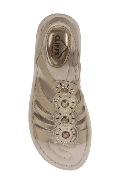 Cliffs By White Mountain Camryn Strappy Wedge Sandal In Gold/ Met/ Sueded/ Smooth