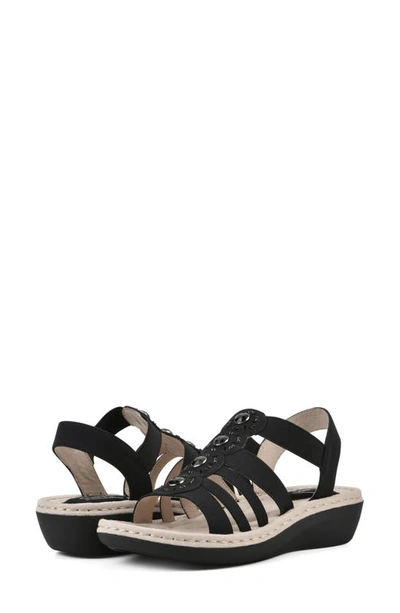 Cliffs By White Mountain Camryn Strappy Wedge Sandal In Black/ Nubuck