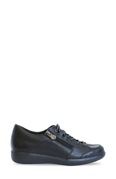 Shop Munro Portia Zip Sneaker In Black Tumbled Leather Combo