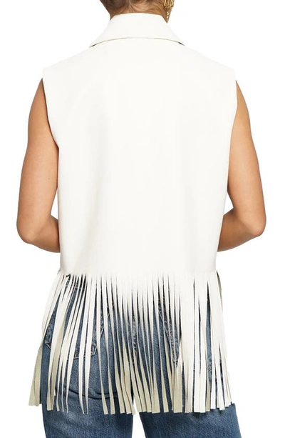 Shop Know One Cares Faux Leather Fringed Vest In Off White
