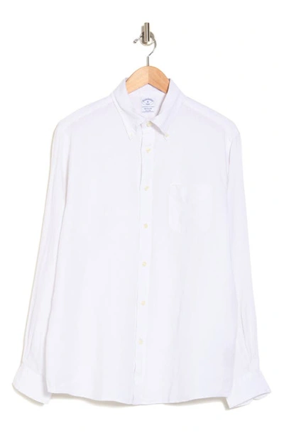 Shop Brooks Brothers Regular Fit Linen Dress Shirt In White