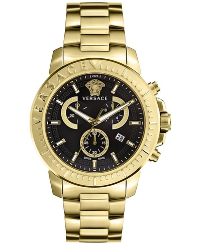 Shop Versace Men's V-ray 45mm Quartz Watch In Gold