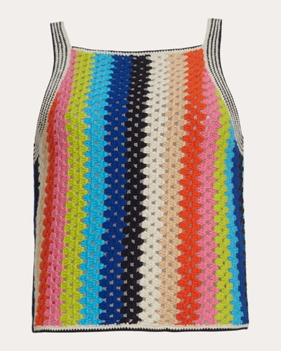 Shop Eleven Six Women's Kerry Stripe Crochet Tank Cotton In Multicolor