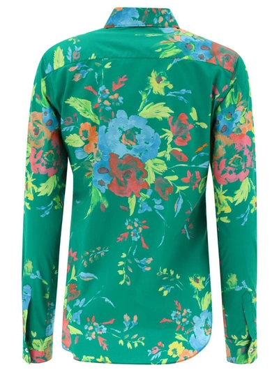 Shop Aspesi Shirt With Floral Print In Green