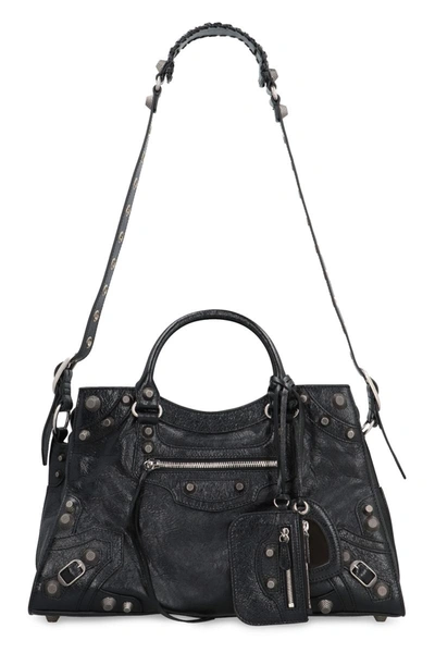 Shop Balenciaga Neo Cagole City Leather Tote In Black