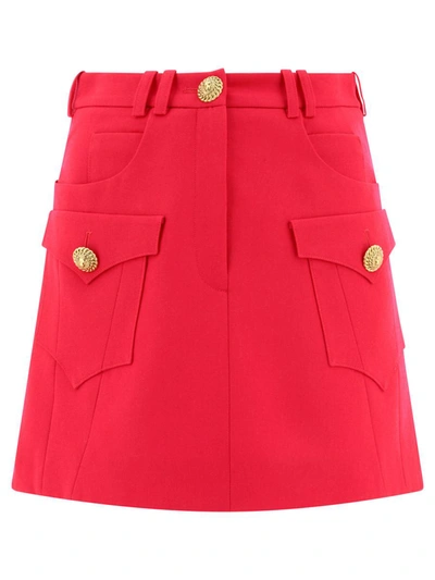 Shop Balmain Western A-line Cut-out Skirt In Fuchsia