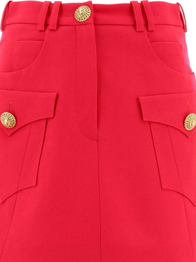 Shop Balmain Western A-line Cut-out Skirt In Fuchsia