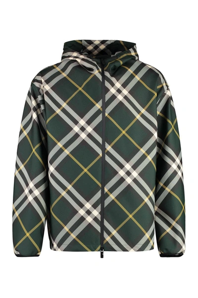 Shop Burberry Technical Fabric Hooded Jacket In Green