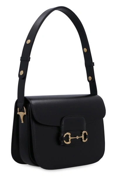 Shop Gucci 1955 Horsebit Leather Shoulder Bag In Black