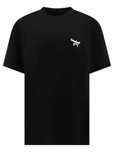 Shop Mcm T-shirt With Embroidered Logo In Black