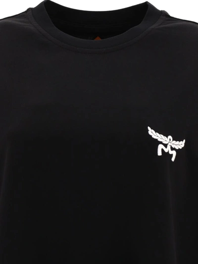 Shop Mcm T-shirt With Embroidered Logo In Black