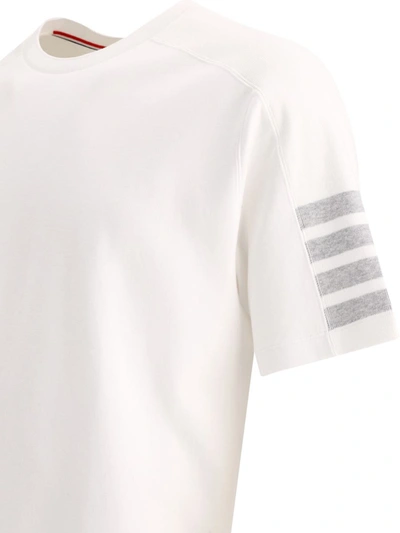 Shop Thom Browne "4-bar" T-shirt In White