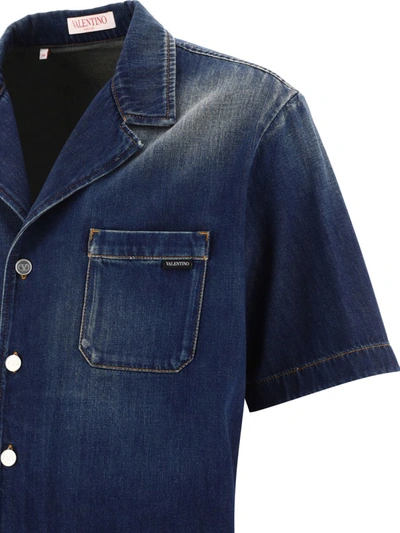 Shop Valentino Cotton Bowling Shirt In Denim Chambray In Blue