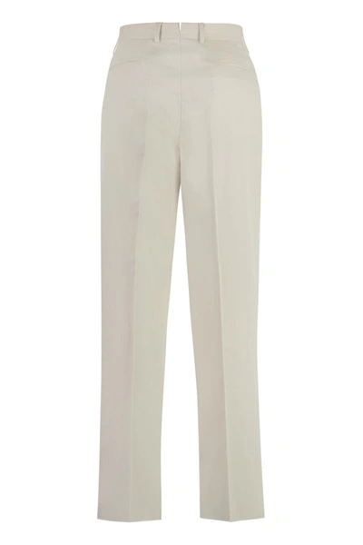 Shop Zegna Stretch Cotton Chino Trousers In Ivory